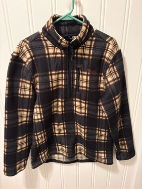 Powder River Outfitters Panhandle Men's M Plaid Fleece Half Zip Pullover Jacket